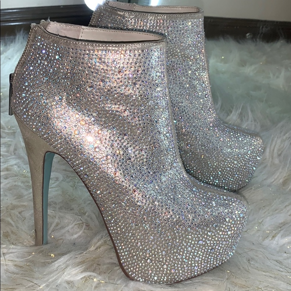 Betsy Johnson booties rhinestone platform